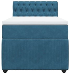 Cama boxspring com colchão 90x200 cm veludo azul