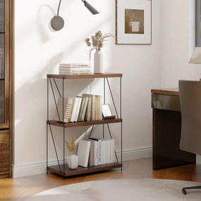 Estante multifunções de 3 níveis com estrutura metálica para arrumação doméstica Estante 61 x 85,5 cm Nogueira