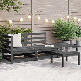 vidaXL 3 pcs conjunto lounge de jardim pinho maciço cinzento