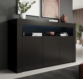 Aparador 'Alays' com Luzes LED - Preto Mate - 155x91,5x37 cm - Design