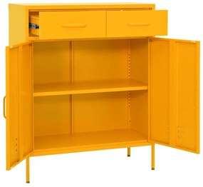 Armário de arrumação aço 80x35x101,5 cm amarelo mostarda