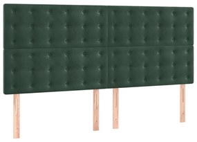 Estrutura de cama c/ cabeceira 140x190 cm veludo verde-escuro