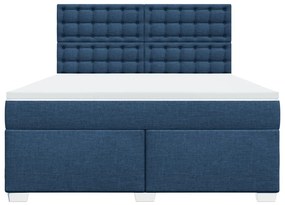 Cama com molas/colchão 180x200 cm tecido azul