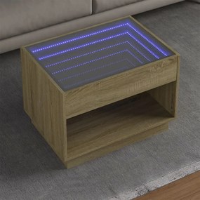 Mesa de centro luzes LED Infinity 70x50x50 cm carvalho sonoma