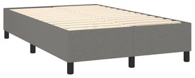 Cama box spring c/ colchão e LED 120x200 cm tecido cinza-escuro