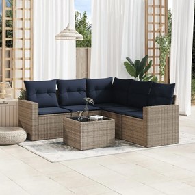 vidaXL 6 pcs conjunto sofás p/ jardim c/ almofadões vime PE cinzento
