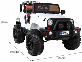 Jipe elétrico para Crianças 12V All Terrain Rodas de EVA, Assento de couro Branco