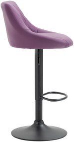 Banco de bar Lazio em couro sintético e com estrutura preta 46 x 83-104 x 49 cm Roxo
