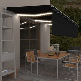 vidaXL Toldo automático c/ estore/LED/sensor de vento 6x3 m antracite
