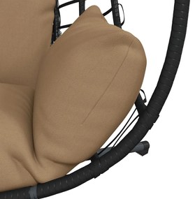 Cadeira em forma de ovo suspensa c/ suporte vime/aço antracite