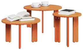 Conjunto de Mesas de Café 3 pcs Castanho-mel