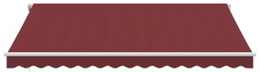 Toldo retrátil manual com luz LED 400x350 cm bordô