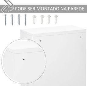 Armário Farmácia de Parede com 3 Prateleiras de Armazenamento e Fechadura com 2 Chaves 40x18x60cm Branco