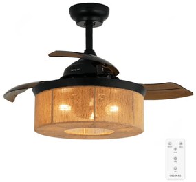 Ventoinha de teto EnergySilen Aero 3600 Invi Natural Style de design com motor DC, com potência de 25 W e lâmpada integrada, com 3 pás retrateis, 36 p