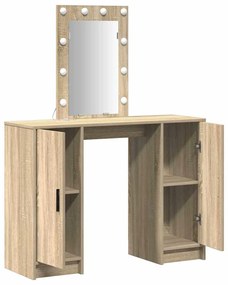 Mesa de Maquiagem com Luzes LED em Carvalho Sonoma, 102x33x135 cm
