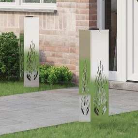 vidaXL Luz Solar LED de Caminho 2 pcs Prateado Aço Galvanizado