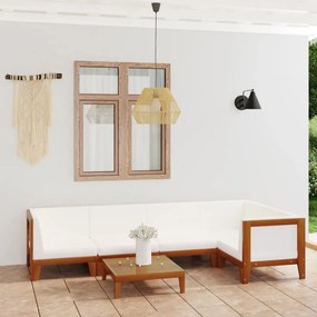 vidaXL 6 pcs conjunto lounge de jardim c/ almofadões acácia maciça