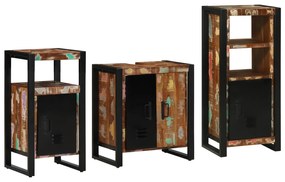 vidaXL Conjunto de Móveis para Banheiro com prateleira com armazenamento com porta 3 pcs