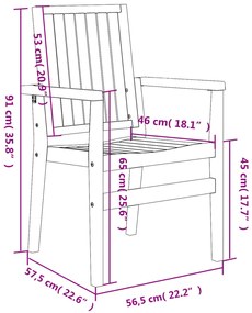 Cadeiras de jardim empilháveis 6 pcs 56,5x57,5x91cm teca maciça