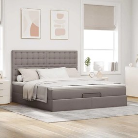 moldura de cama otomana vidaXL com tecido Taupe 180x200cm
