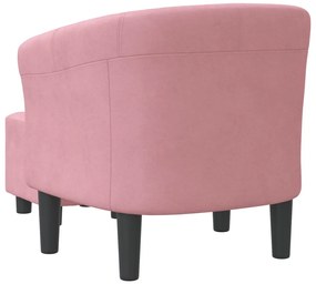 Poltrona com apoio de pés veludo rosa