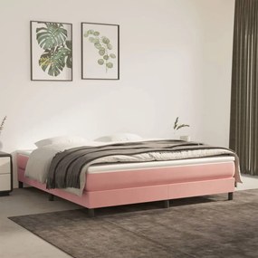 Estrutura de cama com molas 160x200 cm veludo rosa