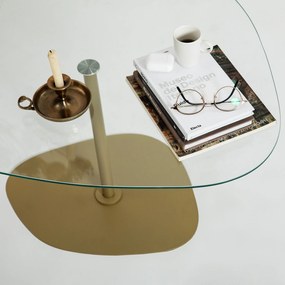Mesa de Café Soho - Transparente e Dourada - 85 cm x 40 cm x 67 cm