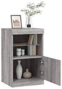 Aparador com luzes LED 41x37x67 cm cinzento sonoma