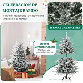 Árvore de Natal artificial 147cm com estrutura articulada 8 modos de iluminação Luzes LED multicoloridas Verde e Branca