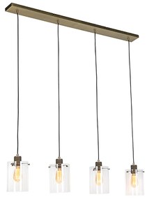 Candeeiro de suspensão escandinavo bronze com vidro 4 luzes - Dome Moderno