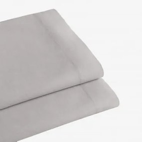 Lençol Plano De Algodão Percal Lesia 180 Fios Cinza Claro & Cama 135/140cm (210 X 280 Cm) - Sklum