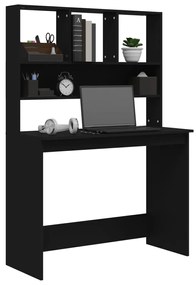 Secretária c/ prateleiras 102x45x148 cm derivados madeira preto