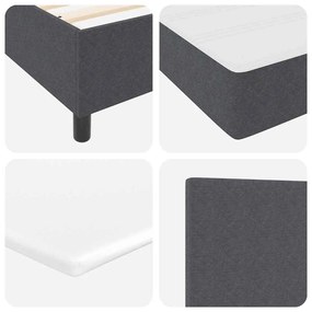 Cama Box Spring com Colchão Cinza Escuro de Solteiro em Tecido de Cord