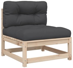 7 pcs conjunto sofás de jardim com almofadões pinho maciço