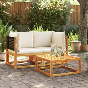 vidaXL Sofás de canto p/ jardim 2 pcs c/ almofadões acácia maciça