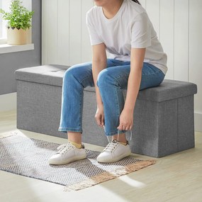 Banco com espaço de arrumação 110 x 38 x 38 cm cinzento claro