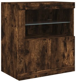 Aparador com luzes LED 162x37x67 cm carvalho fumado