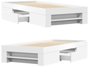 Estrutura de cama 90x200 cm derivados de madeira branco