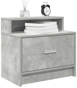 Mesa de cabeceira com gaveta 51x31x47 cm cinzento cimento
