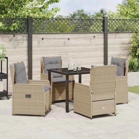 Conjunto de Jantar de Jardim 5 Peças Bege em Rattan Sintético