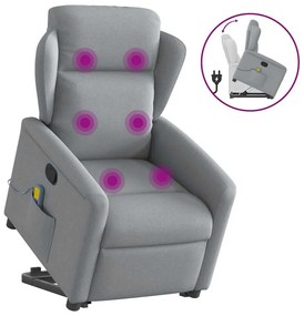 vidaXL Poltrona reclinável massagens tecido cinzento-claro