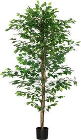 HOMCOM Planta Figueira Artificial com Tronco Realista 180 cm Vaso e 1260 Folhas Decoração para Casa Verde | Aosom Portugal