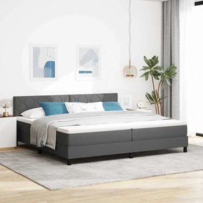 vidaXL Cama Box Spring com Colchão & LED Cinza Escuro 200x200 cm Tecido