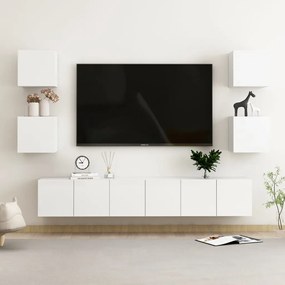 3079291 vidaXL 7 pcs conjunto de móveis de TV contraplacado branco brilhante