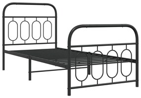 Estrutura de cama com cabeceira e pés 80x200 cm metal preto