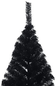 Meia árvore de Natal artificial com suporte 210 cm PVC preto