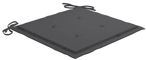 Cadeiras de jardim c/ almofadões antracite 8 pcs teca maciça