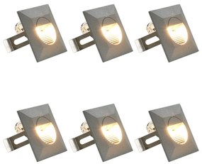 vidaXL Iluminação LED de parede exterior 6 pcs 5 W quadrado prateado