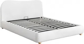 Cama Com Baú Articulado Estofada Winselet Tecido Pele De Borrego Branco Marfim & 135 X 190 Cm - Sklum