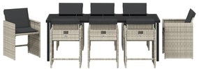 Conjunto de Jantar de Jardim vidaXL 9 Peças com Almofadas Cinza Claro